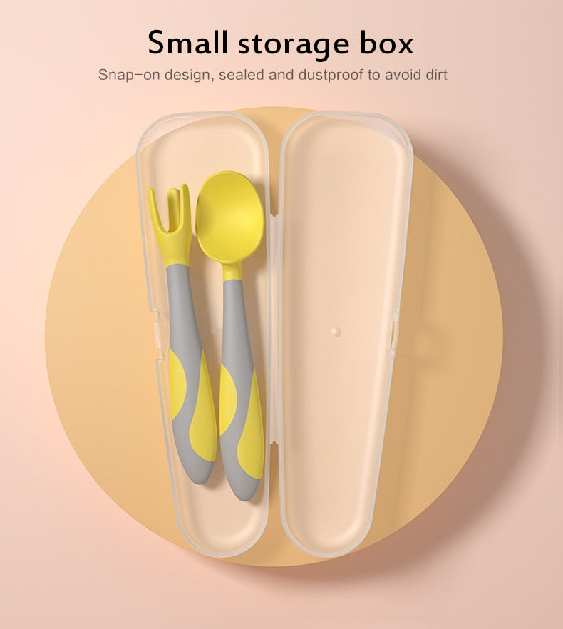 Baby Silicone Spoon & Fork Set for Easier Self-Feeding
