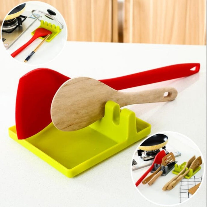 Silicone Spoon Rest with Drip Tray for Stovetop Use
