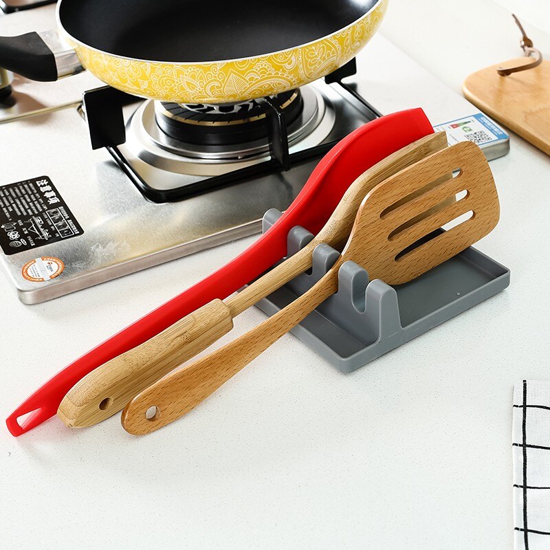 Silicone Spoon Rest with Drip Tray for Stovetop Use