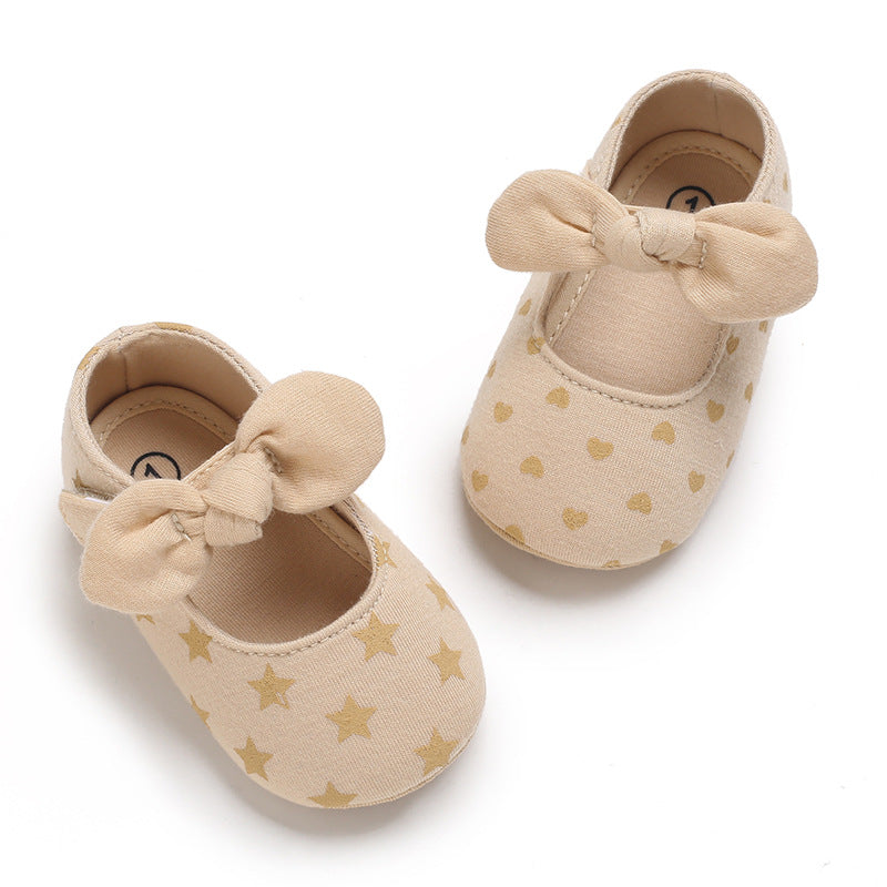 Soft Baby Shoes With Breathable Rubber Soles & Bows
