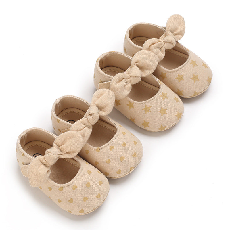 Soft Baby Shoes With Breathable Rubber Soles & Bows