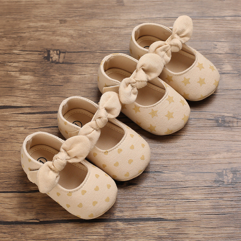 Soft Baby Shoes With Breathable Rubber Soles & Bows