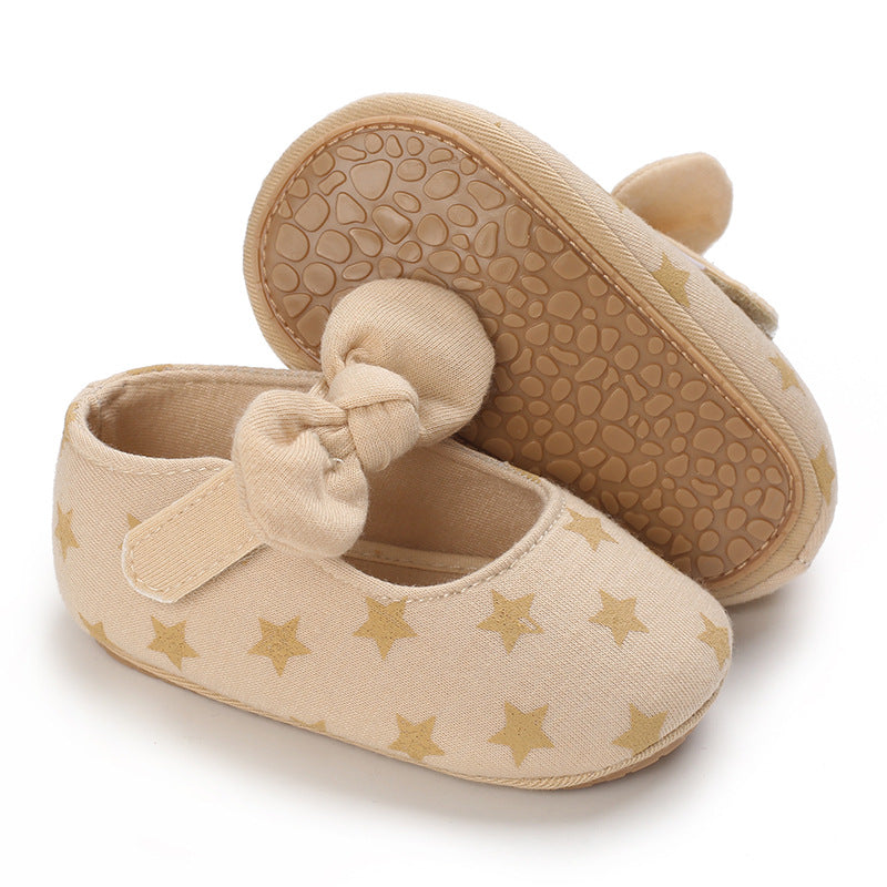 Soft Baby Shoes With Breathable Rubber Soles & Bows
