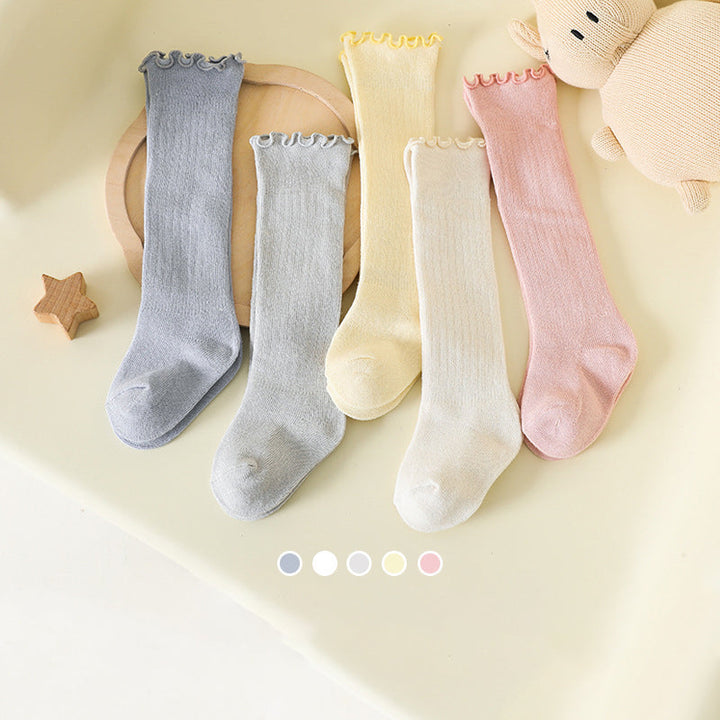 Children's Knee-High Socks With Loose Ruffled Cuffs