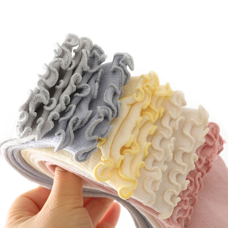 Children's Knee-High Socks With Loose Ruffled Cuffs