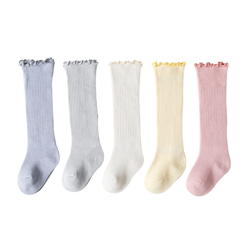 Children's Knee-High Socks With Loose Ruffled Cuffs