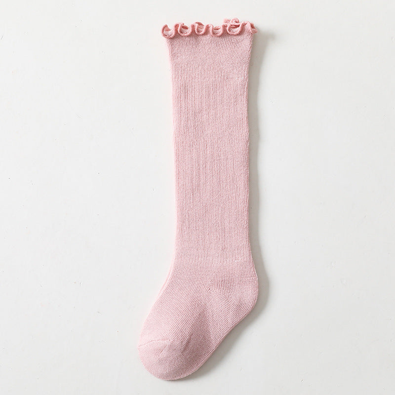Children's Knee-High Socks With Loose Ruffled Cuffs