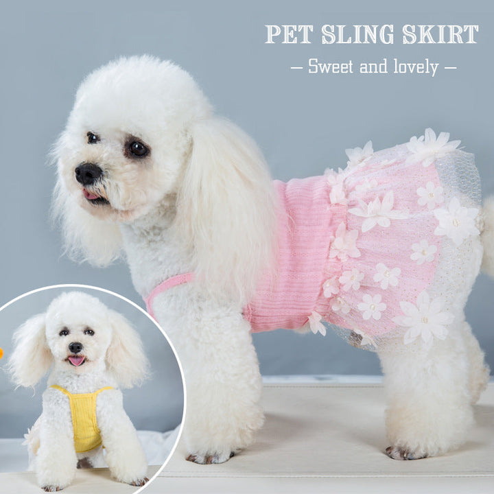 Small Dog Summer Dress – Lightweight Floral Tulle Skirt