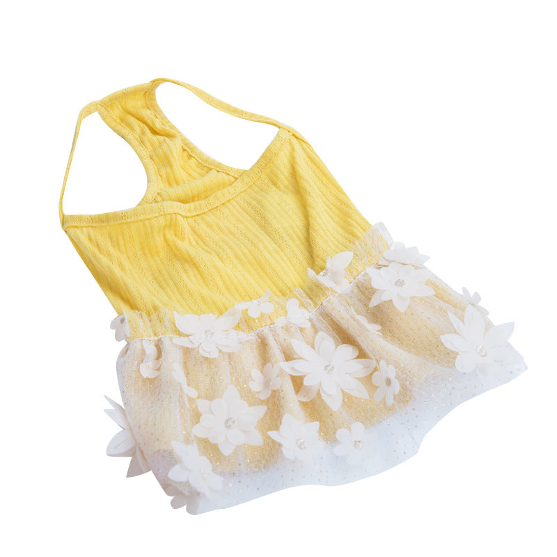 Small Dog Summer Dress – Lightweight Floral Tulle Skirt