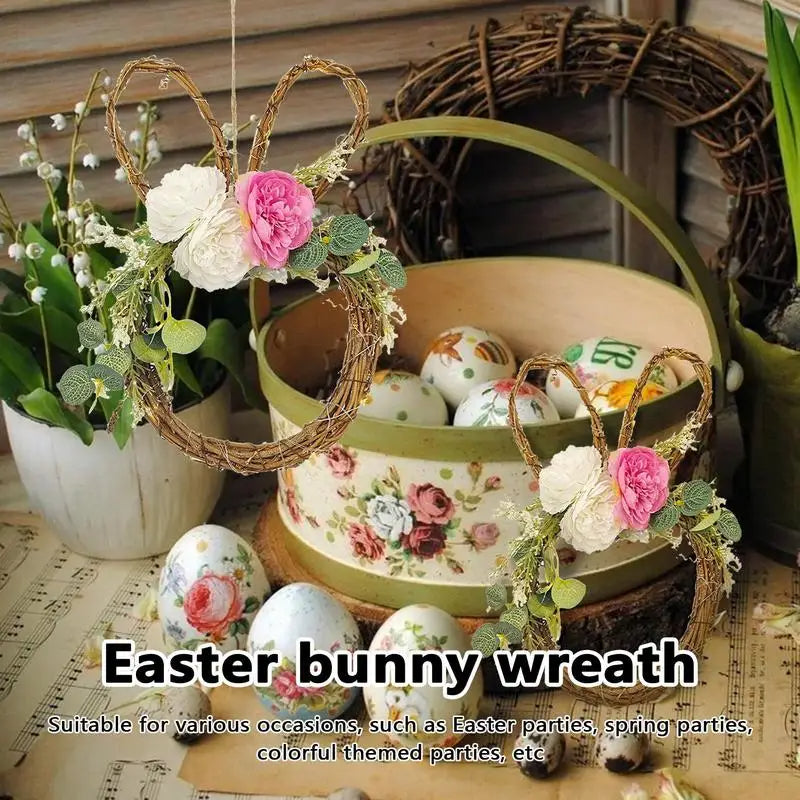 Easter Bunny Wreath Light-Up Spring Door Decor Accent