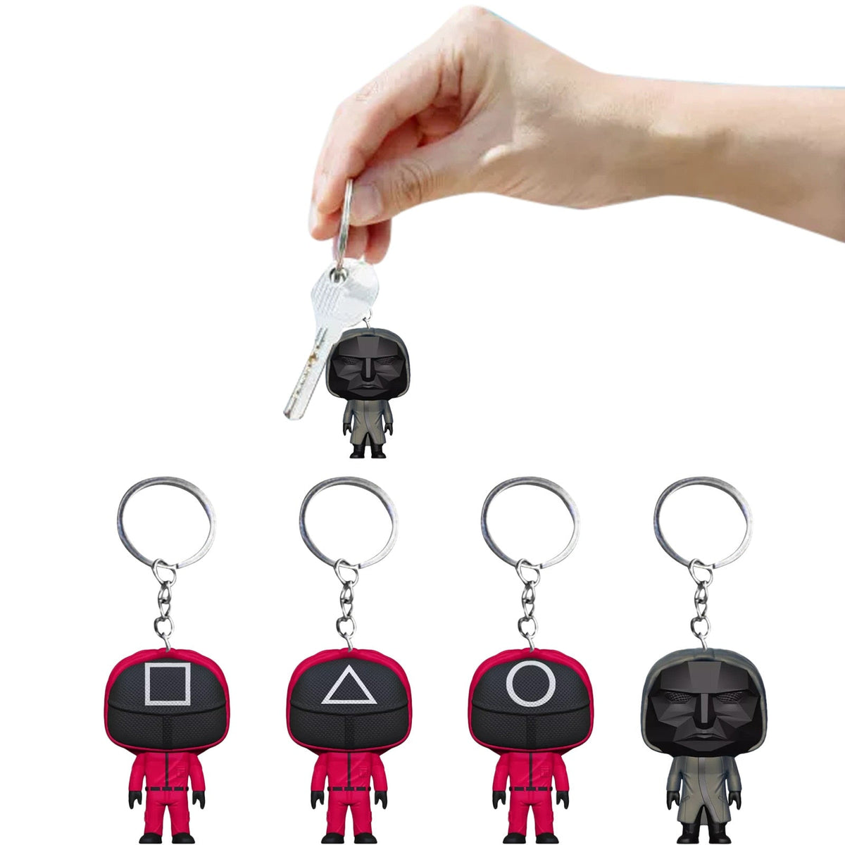 Squid Game Soldier Keychain – 3D Masked Figure Gift