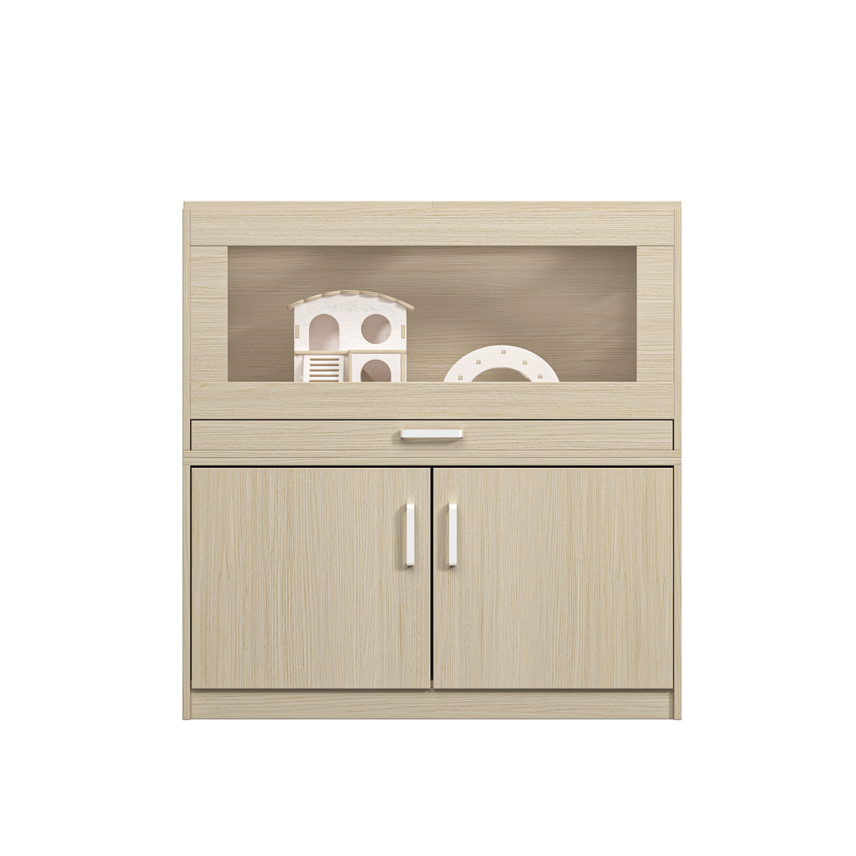 Guinea Pig Cage with Storage Cabinet and Wood Habitat