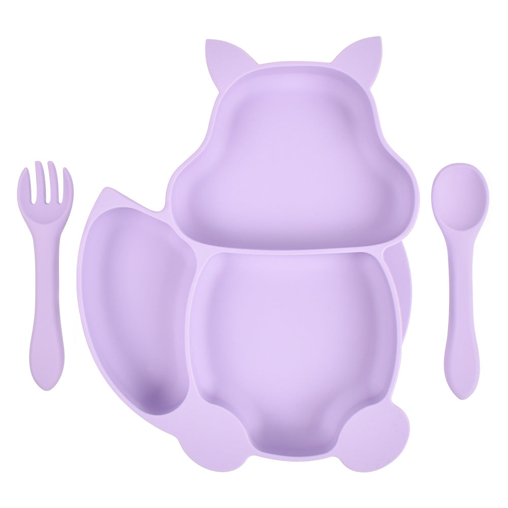 Squirrel Silicone Baby Plate Set for Tidy Mealtimes