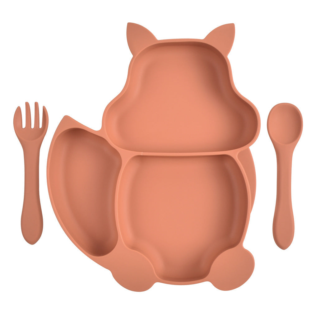 Squirrel Silicone Baby Plate Set for Tidy Mealtimes