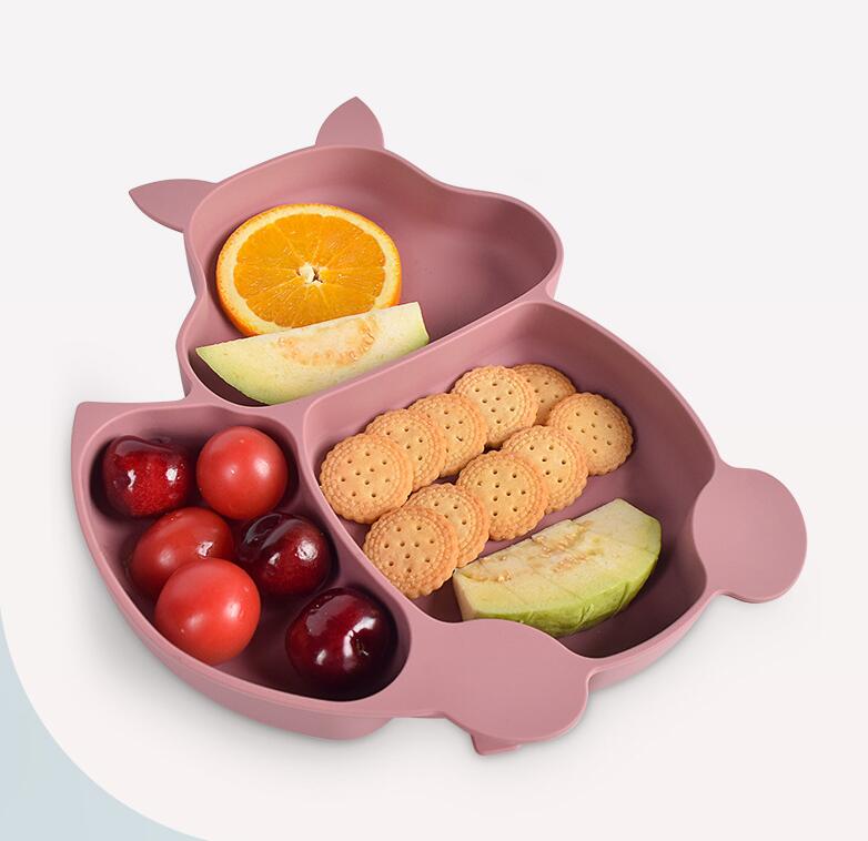 Squirrel Silicone Baby Plate Set for Tidy Mealtimes