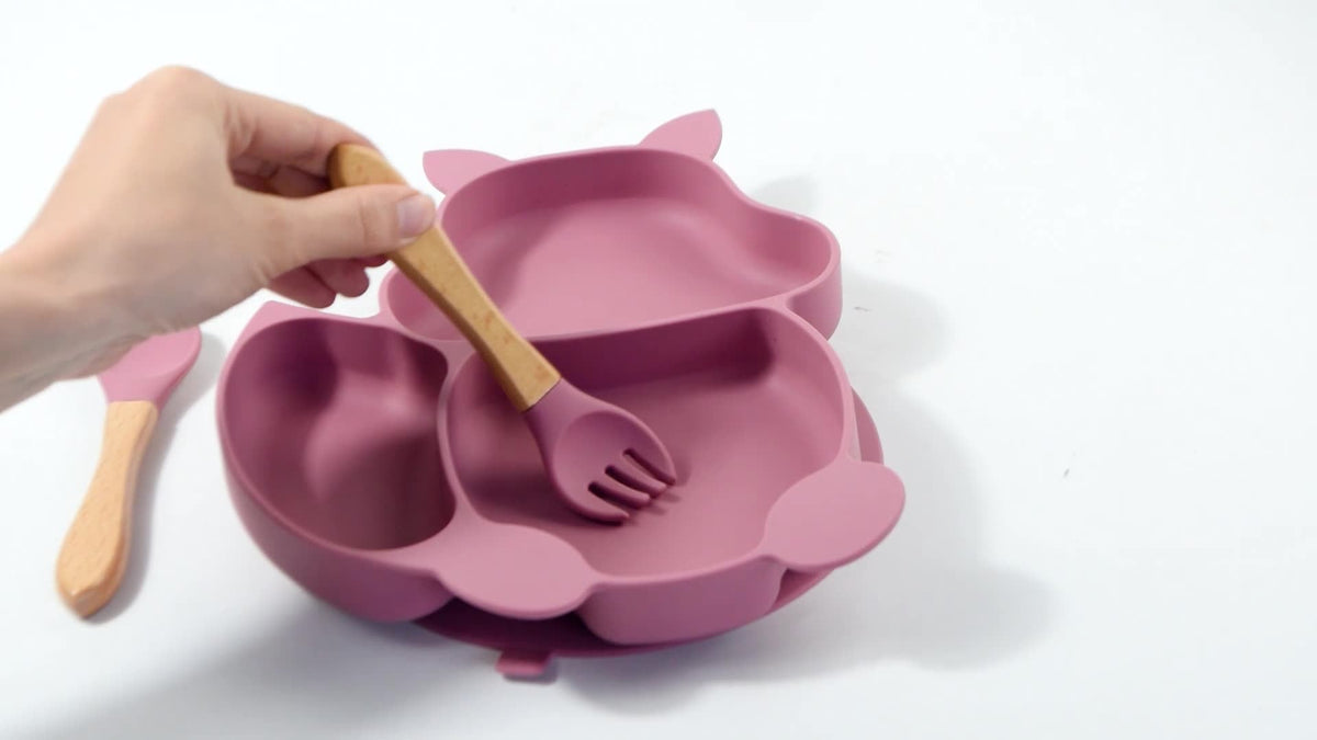 Squirrel Silicone Baby Plate Set for Tidy Mealtimes