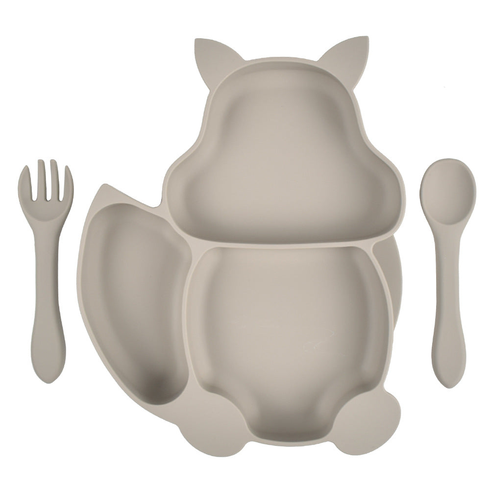 Squirrel Silicone Baby Plate Set for Tidy Mealtimes
