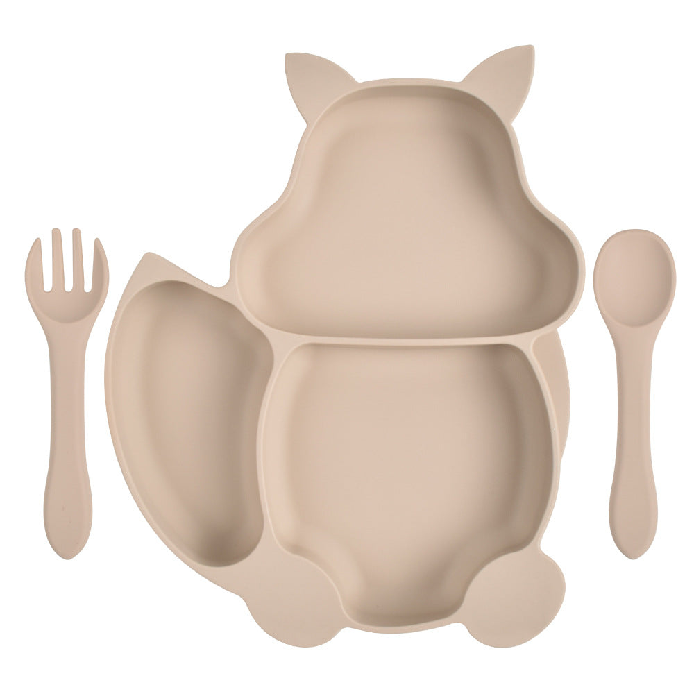 Squirrel Silicone Baby Plate Set for Tidy Mealtimes