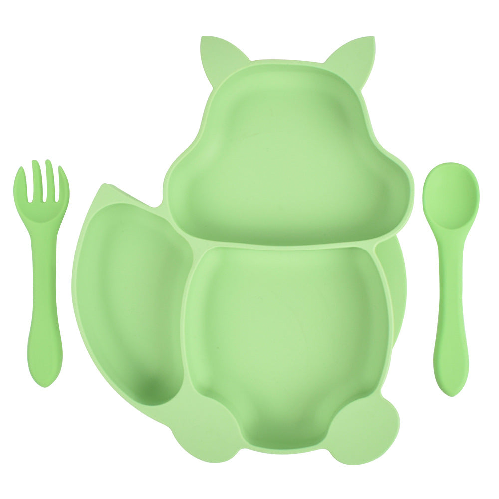 Squirrel Silicone Baby Plate Set for Tidy Mealtimes