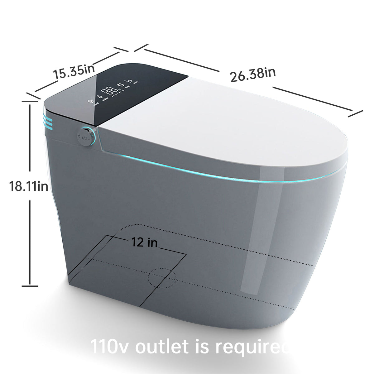 Smart Toilet with Heated Seat, Auto Lid and 1.28GPF Flush