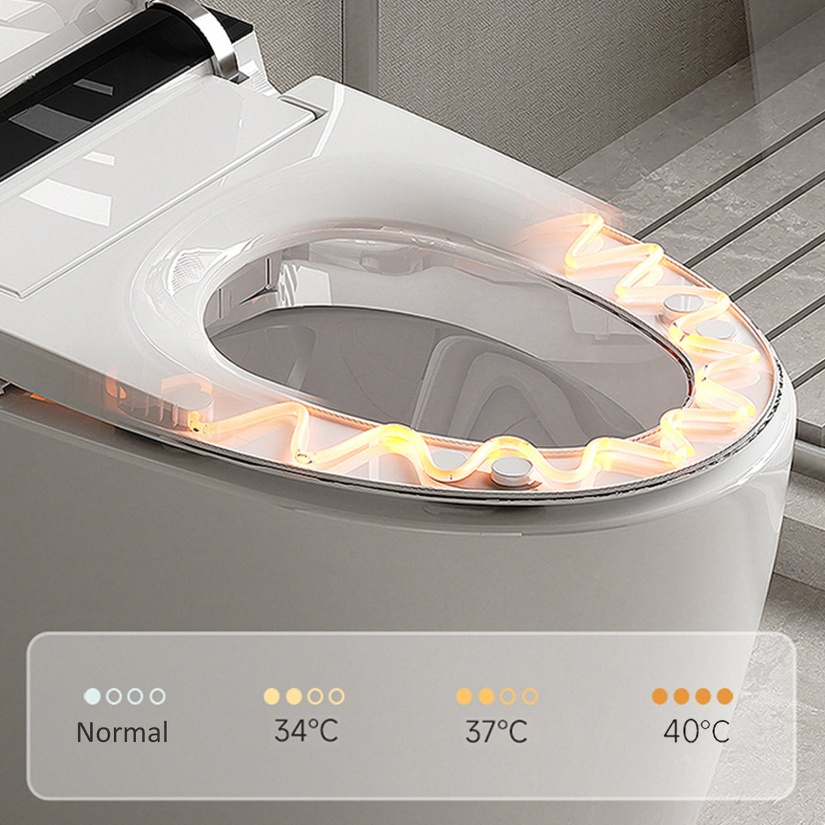 Smart Toilet with Heated Seat, Auto Lid and 1.28GPF Flush
