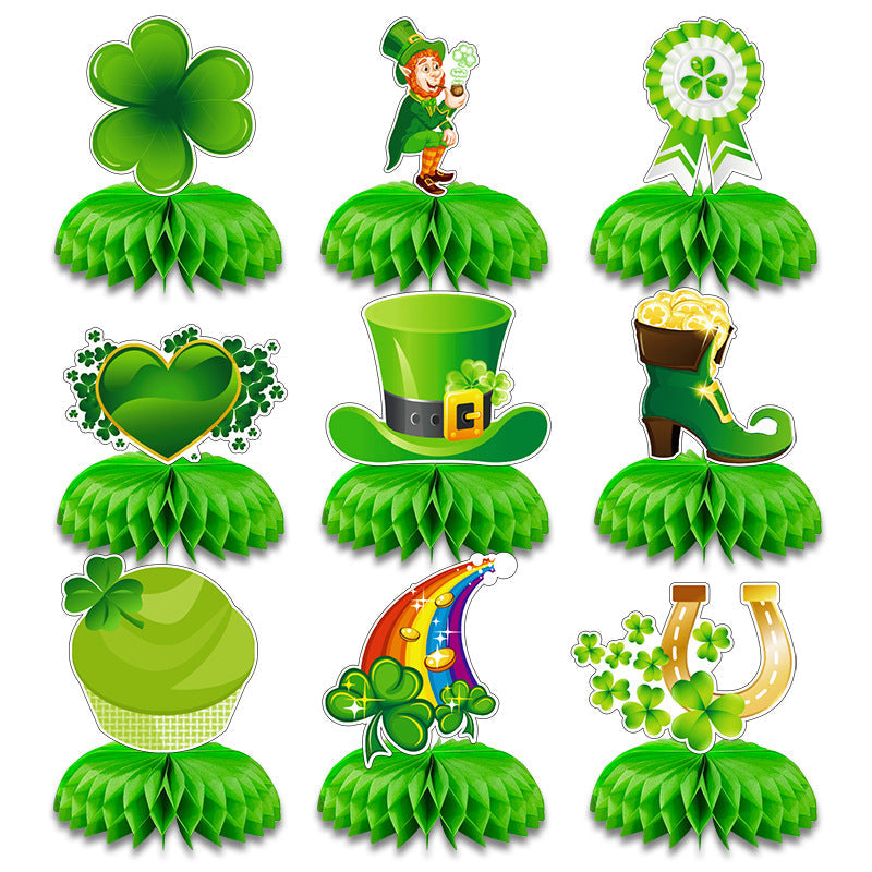 St. Patrick's Honeycomb Table Decorations, Festive Green