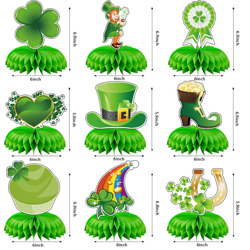 St. Patrick's Honeycomb Table Decorations, Festive Green