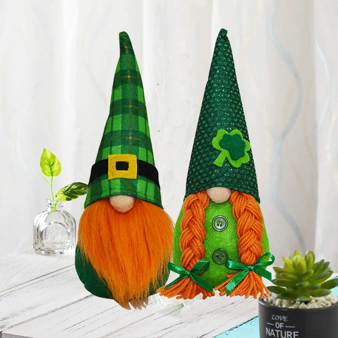 St. Patrick's Day Gnome Pair – Festive Tabletop Decor