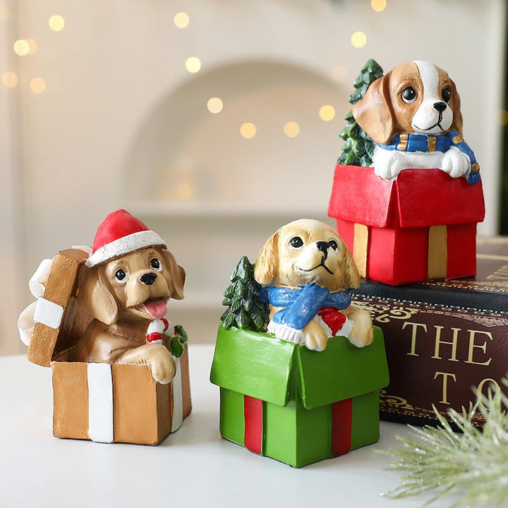 Christmas Puppy Ornament Set for Festive Holiday Displays