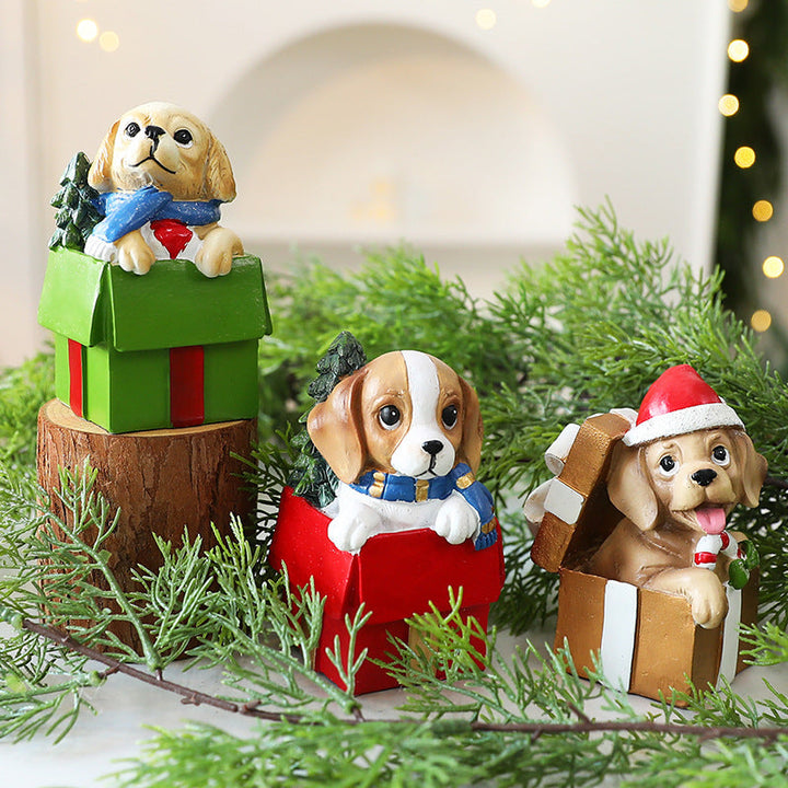 Christmas Puppy Ornament Set for Festive Holiday Displays