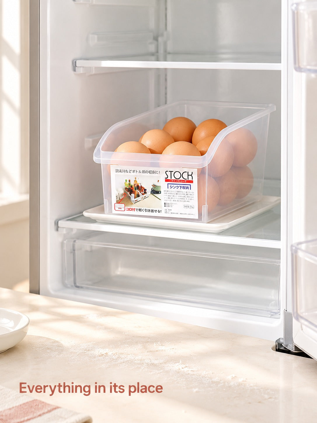 Stackable Clear Fridge Bin for Fruit, Vegetables & Eggs