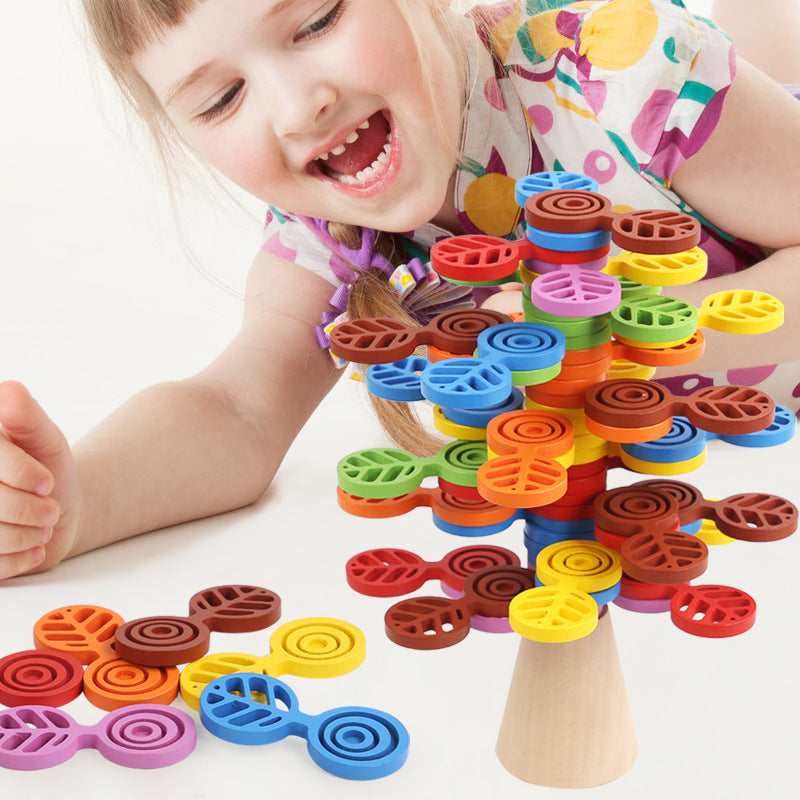 Wooden Stacking Tree Balance Toy for Screen-Free Play
