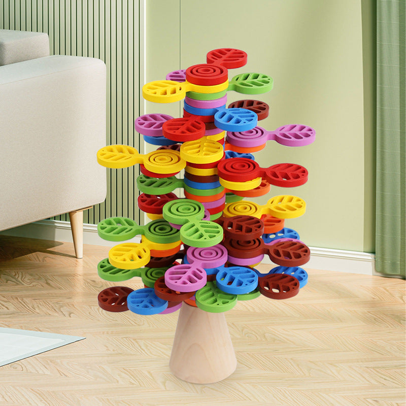 Wooden Stacking Tree Balance Toy for Screen-Free Play
