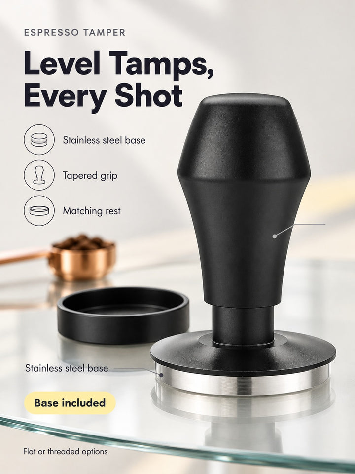 Stainless Espresso Tamper 58mm: Even, Level Coffee Pucks