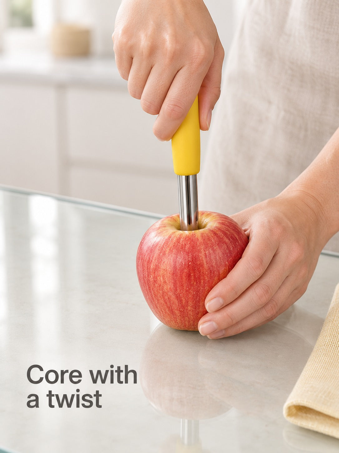 Stainless Steel Apple Corer: Core Fruit in One Twist