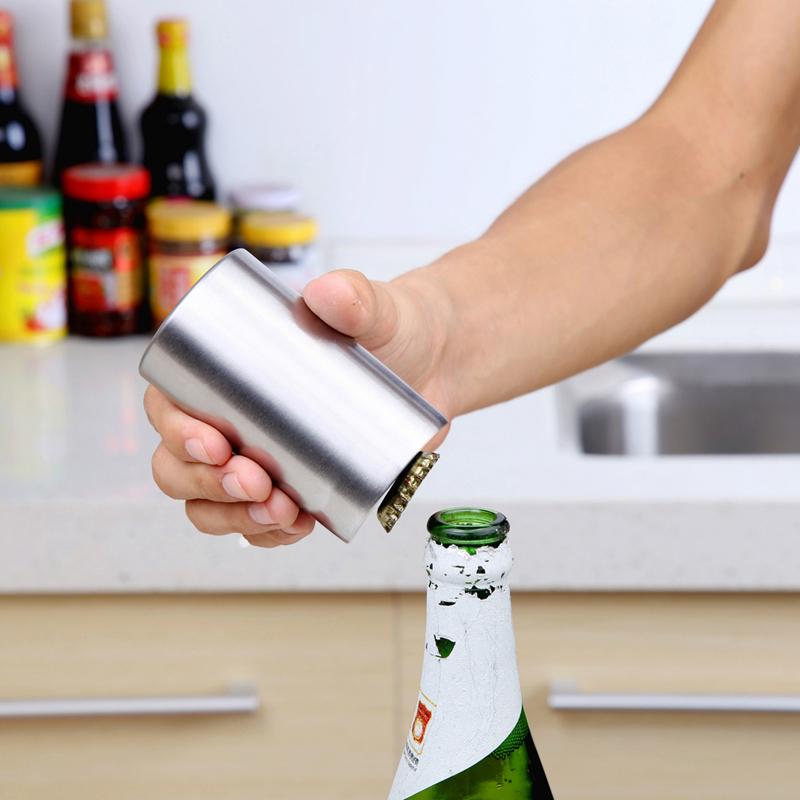 Magnetic Stainless Steel Bottle Opener with Cap Catcher