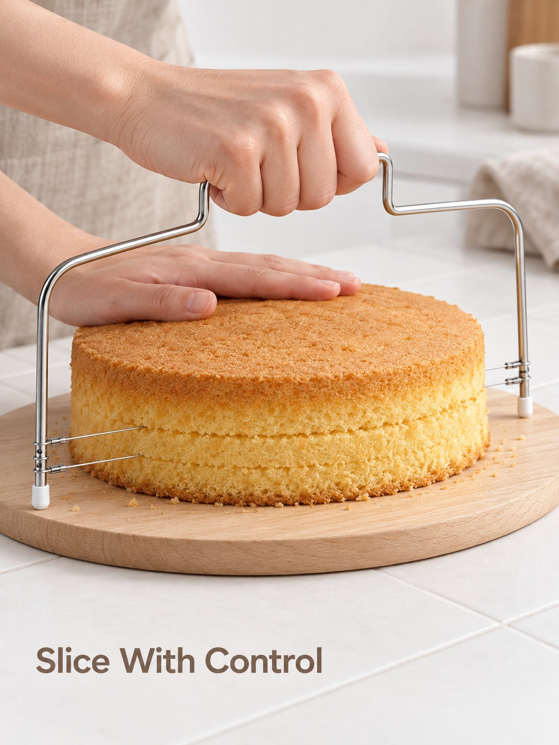 Stainless Steel Cake Leveler with Double Wire Cutter