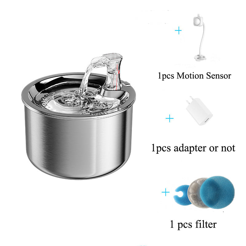 Stainless Steel Cat Water Fountain With Smart Filtration