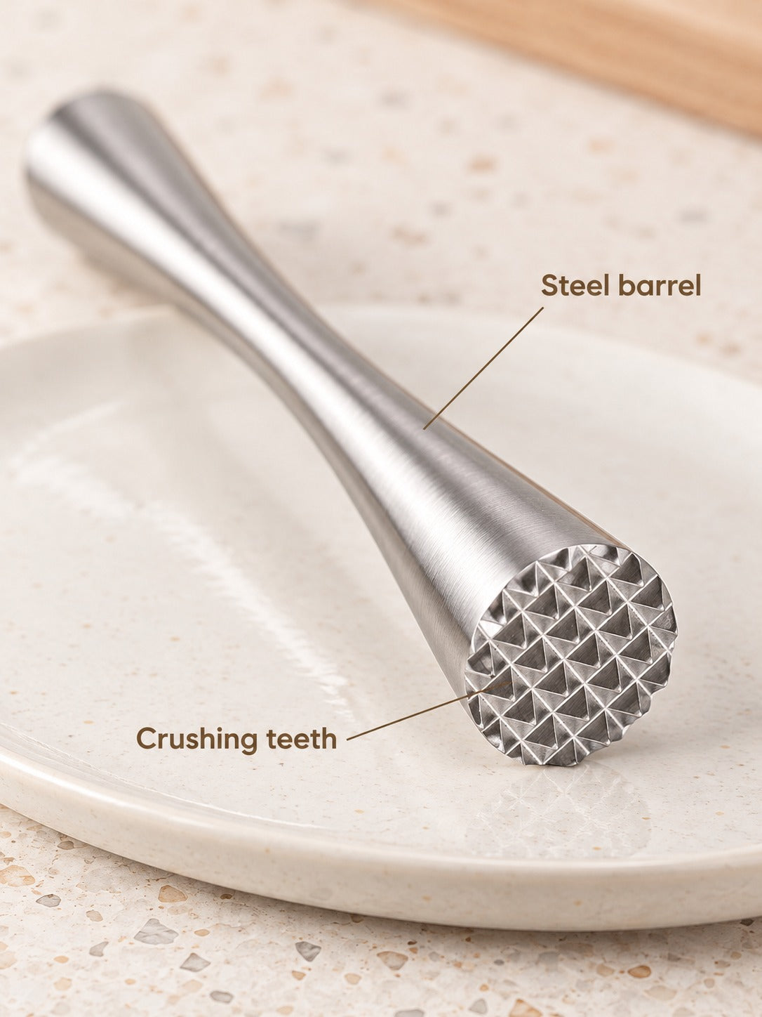 Stainless Steel Cocktail Muddler with Crushing Teeth