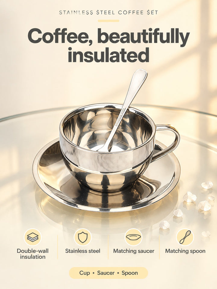 Stainless Steel Coffee Cup Set Double-Wall Insulated