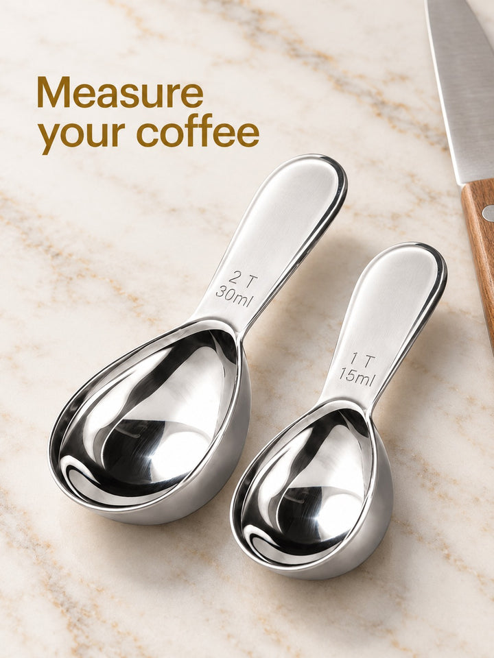 Stainless Steel Coffee Measuring Scoop Set 15ml 30ml