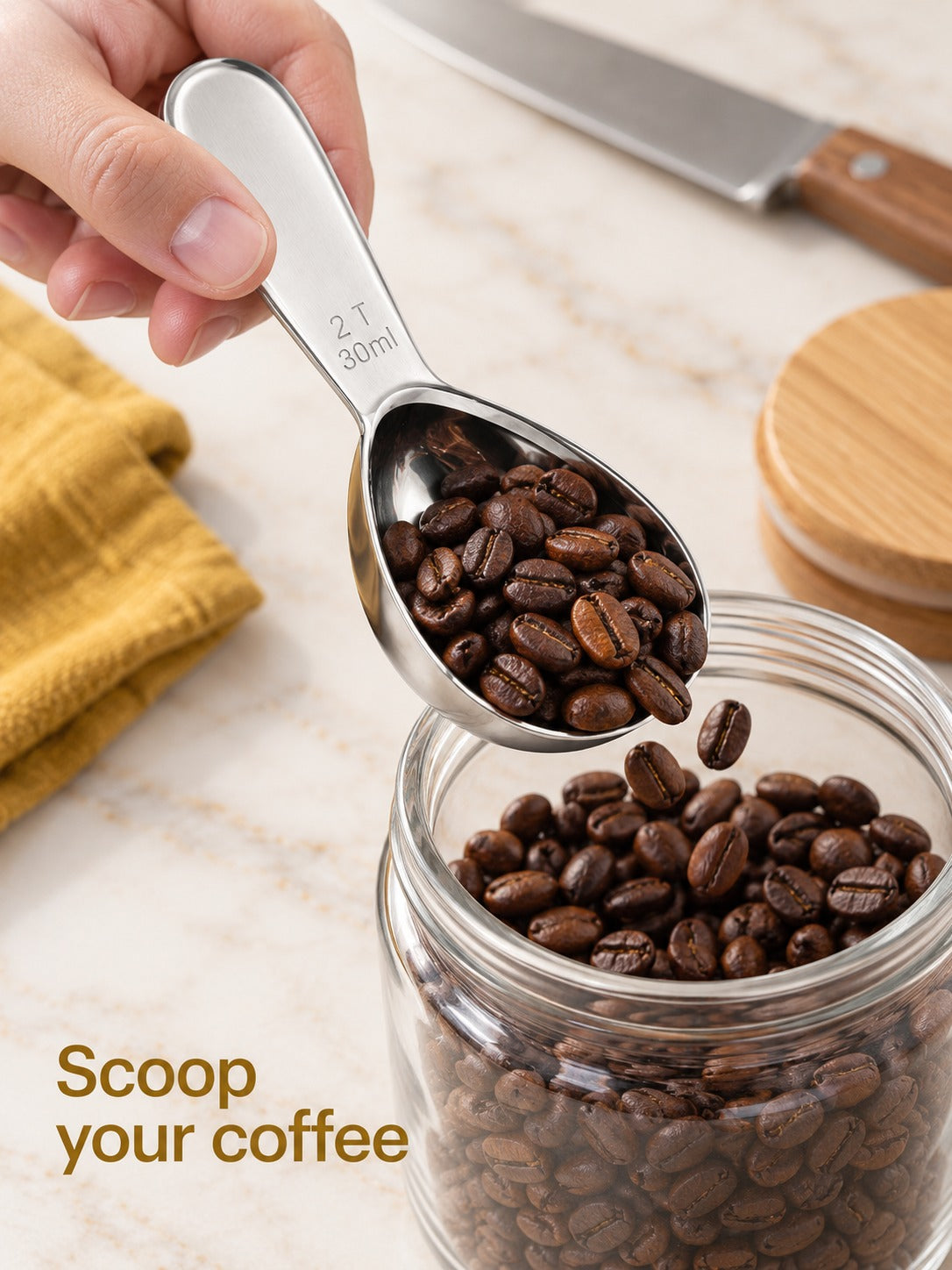 Stainless Steel Coffee Measuring Scoop Set 15ml 30ml