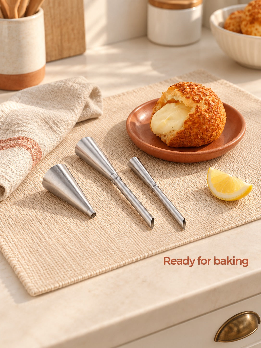 Stainless Steel Cream Puff Filling Tips Set, 3-Piece