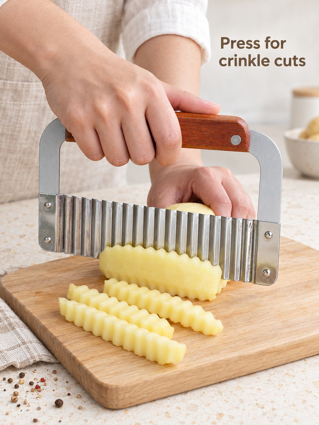 Stainless Steel Crinkle Cutter for Fries & Vegetables