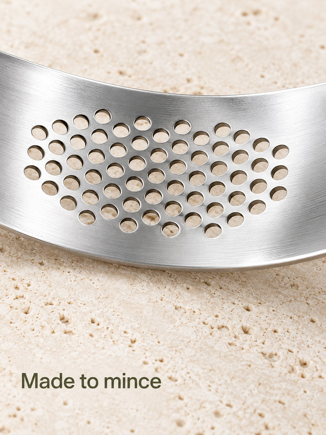 Stainless Steel Curved Garlic Press, Compact & Easy Clean