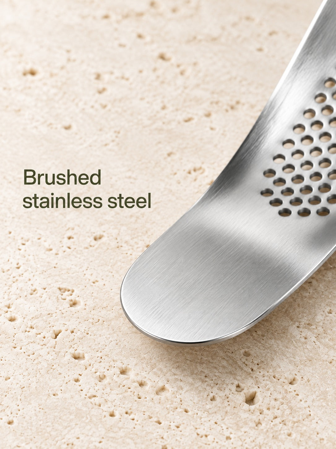 Stainless Steel Curved Garlic Press, Compact & Easy Clean