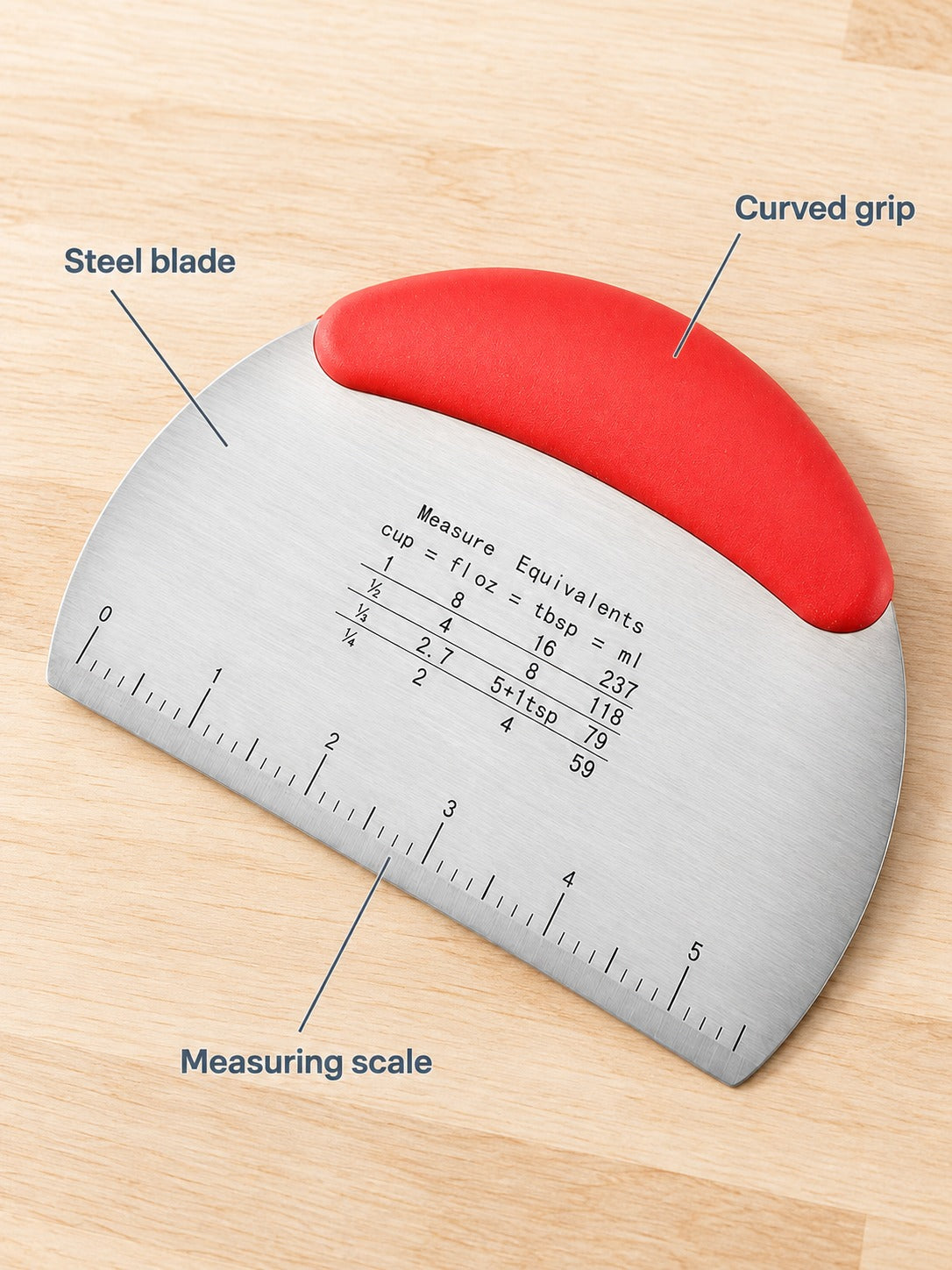 Stainless Steel Dough Scraper with Measuring Scales