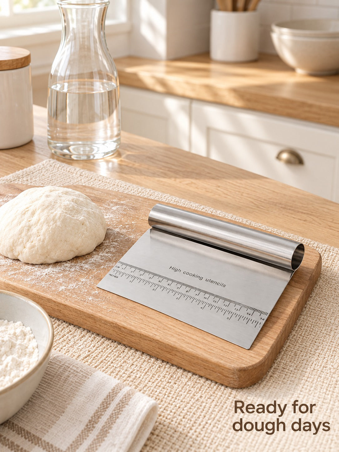 Stainless Steel Dough Scraper With Scale for Noodles