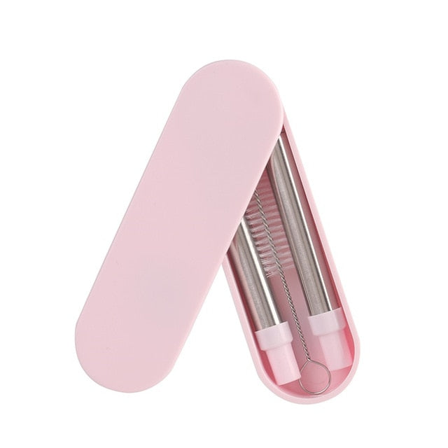 Reusable Telescopic Metal Straws With Pocket Travel Case