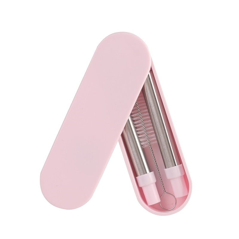 Reusable Telescopic Metal Straws With Pocket Travel Case